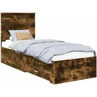 vidaXL Cadre de lit Chêne fumé et argent 70 x 190 cm Matériau dérivé du bois