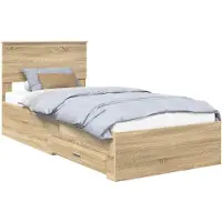 vidaXL Cadre de lit avec tête de lit Chêne Sonoma 90 x 200 cm Bois composite
