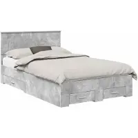 vidaXL Cadre de lit avec tête de lit Béton Gris 120 x 190 cm Bois composite