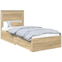 vidaXL Cadre de lit avec tête de lit Chêne Sonoma 90 x 200 cm Bois composite