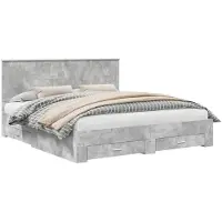 vidaXL Cadre de lit avec tête de lit Béton Gris 180 x 200 cm Bois composite