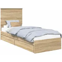 vidaXL Lit de rangement chêne Sonoma 75 x 190 cm Bois composite