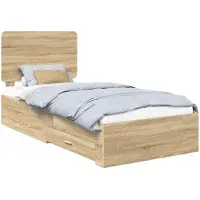 vidaXL Cadre de lit Chêne Sonoma 90 x 200 cm Bois d'ingénierie