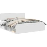 vidaXL Cadre de lit avec tête de lit blanc 200 x 200 cm Pin massif