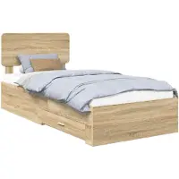 vidaXL Cadre de lit avec tête de lit Chêne Sonoma 90 x 200 cm Bois composite