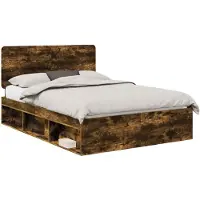 vidaXL Cadre de lit Chêne fumé 140 x 190 cm Pin massif