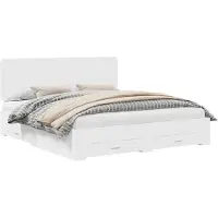 vidaXL Cadre de lit avec tiroirs Blanc 180 x 200 cm Bois composite