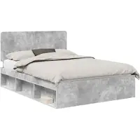 vidaXL Cadre de lit Béton Gris 150 x 200 cm Pin massif