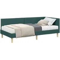 vidaXL Cadre de lit d'angle avec matelas Autres 2 pcs Vert Tissu