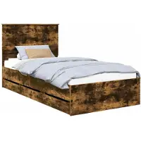 vidaXL Cadre de lit Chêne fumé 100 x 200 cm Bois d'ingénierie