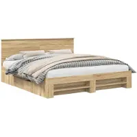 vidaXL Cadre de lit avec tête de lit Chêne Sonoma 180 x 200 cm Bois composite