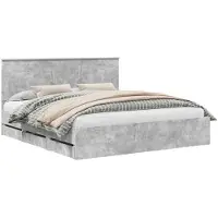 vidaXL Cadre de lit avec tête de lit Béton Gris 180 x 200 cm Bois d'ingénierie
