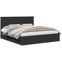 vidaXL Cadre de lit avec tiroirs Noir 180 x 200 cm Bois d'ingénierie