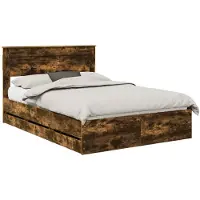 vidaXL Cadre de lit Chêne fumé 140 x 200 cm Bois d'ingénierie