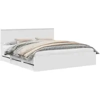 vidaXL Cadre de lit avec tiroirs blanc 180 x 200 cm bois d'ingénierie