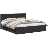 vidaXL Cadre de lit avec tiroirs Noir 200 x 200 cm Bois d'ingénierie