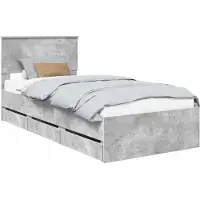 vidaXL Cadre de lit avec tête de lit Béton Gris 90 x 200 cm Bois d'ingénierie