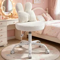 FCH Chaise pivotante « oreilles de lapin », chaise de bureau à domicile, chaise de bureau pour enfants, chaise pour adolescent « Hasenohr360° », blanche
