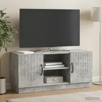 Prolenta Meuble TV exclusif - Dimensions : 102 x 34,5 x 47 cm. Couleur : gris béton. Matériau : bois composite