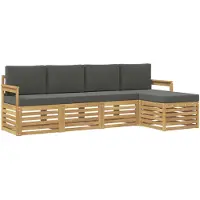 vidaXL Ensemble de canapés d'extérieur , 5 pièces, blanc et anthracite