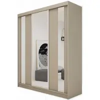 Margaret Hadas24 Armoire Gabo de 180 cm avec miroir, comprenant 3 portes coulissantes (couleur : cachemire)