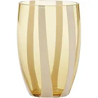 Zafferano Gessato Set 6 Verres Tumbler Verre Soufflé Bouche Ambre, Design Artisanal Avec Bandes Verticales En Pâte Blanche, Élégants Et Modernes, Luxe