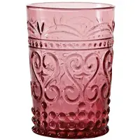 Zafferano Lot De 6 Gobelets Série Provenzale En Verre Coloré Pourpre Travaillés À La Main Avec Décor En Relief Pour Une Table Élégante Et Rustique