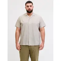 Jack & Jones Breeze Linen Plus Size Short Sleeve Shirt Beige 7XL / Regular Homme