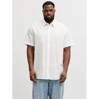 Jack & Jones 12294285 Linen Plus Size Short Sleeve Shirt Blanc 2XL / Regular Homme