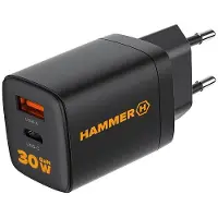 Hammer Rapid Charge Duo Usb-a And Usb-c Pd 30w Usb-a And Usb-c Wall Charger Argenté
