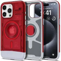 Spigen Classic C1 MagFit (Apple iPhone 15 Pro), Coque pour téléphone portable, Rouge