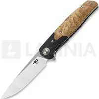 Bestech Couteau pliant Ascot - Satin - G10 + CF + Lightburl Wood, noir
