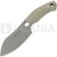 GiantMouse GMF1-XL Green Canvas Micarta, Stonewashed N690, Burgundy Leather Sheath, couteau fixe
