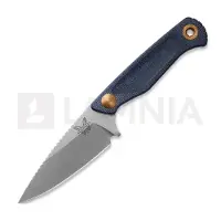 Benchmade Couteau Dacian Magnacut Satin, blue denim micarta, leather sheath