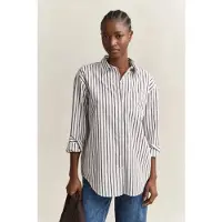 Gant pour femme. 4300239 Chemise en popeline classique à rayures Relaxed Fit blanc (46), Casuel, Coton, Manche longue