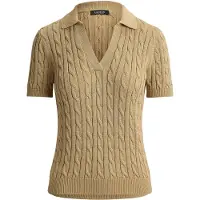 Ralph Lauren pour femme. 200P14041006 Pull en coton à torsades beige (XS), Casuel, Manche courte
