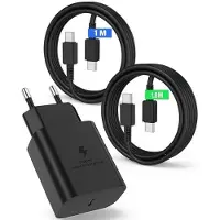 E.F.Connection Chargeur Rapide USB-C 25W + Câble USB-C 1M+1.8M pour Samsung Galaxy A17 A16 A26 A27 A36 A37 A56 A57 - Noir