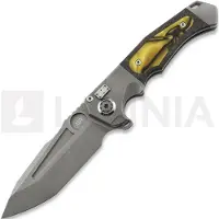 Andre de Villiers Couteau pliant Ronin BL, Gold & Black Kirinite