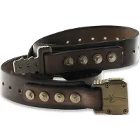 Marfione Custom Knives Ceinture Apis, Dark Brown Buffalo Leather/Bronze Titanium