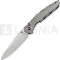 Olamic cutlery Couteau pliant Aura Auto, Zirblast Titanium with Timascus Clip