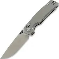 Kunwu Knives Couteau pliant X-TAO - Satin - Titanium, Orange Peel Texture