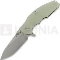 Hinderer Couteau pliant Jurassic Magnacut Slicer Flat Grind, Stonewash, Translucent Green