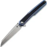 Kansept Knives Couteau pliant Arcus Framelock Blue Anodized Ti/Twill CF