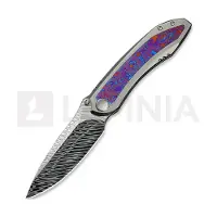 We Knife Winsome Damasteel, Polished Bead Blast Ti/Timascus