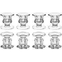 Torribaly 8 PièCes SéRies Bougeoirs en Verre Chandelier de Mariage Fin Transparent Cristal Verre Bougeoir Salle à Manger DéCoration de la Maison
