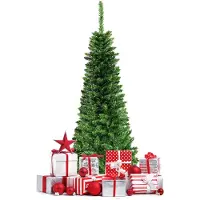 Coast Artificial Christmas Tree Narrow - WITH Warm White LED Lights - Green - 135cm