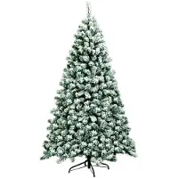 Costway Arbre de Noël artificiel 180cm, Sapin 928 aiguilles PVC avec neige, 250 LED blanc chaud & support métallique, Arbre de Noël artificiel Noël