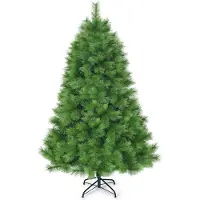 Costway Arbre de Noël artificiel 180 cm Arbre de Noël avec aiguilles en pvc Arbre artificiel avec support en métal vert