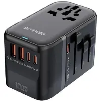 BlitzWolf BW-TA2 5-in-1 Travel Adapter 2xUSB PD + 2xC QC + C GaN 100W