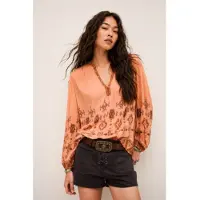 Ba&sh pour femme. 1E26ZATO Blouse Zato orange (38), Casuel, Viscose, Manche longue